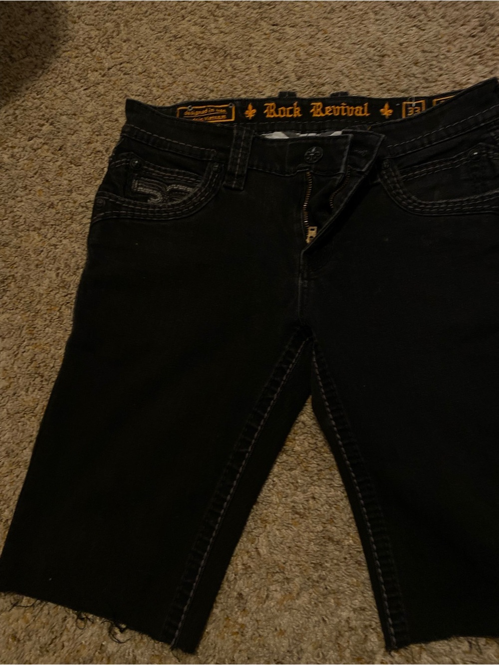 Rock Revival Mens Black Denim Shorts